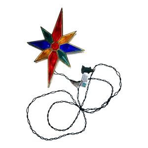 Vintage 3D Double Sided Lighted Christmas Tree Topper Star 10.5" Multicolor